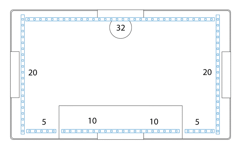 Diagram of LED strips laid out on back of monitor